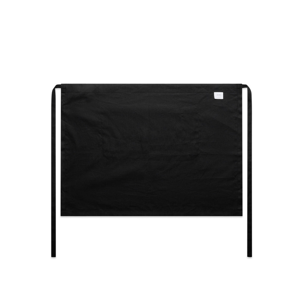 Linen Half Apron - BLACK - BACK
