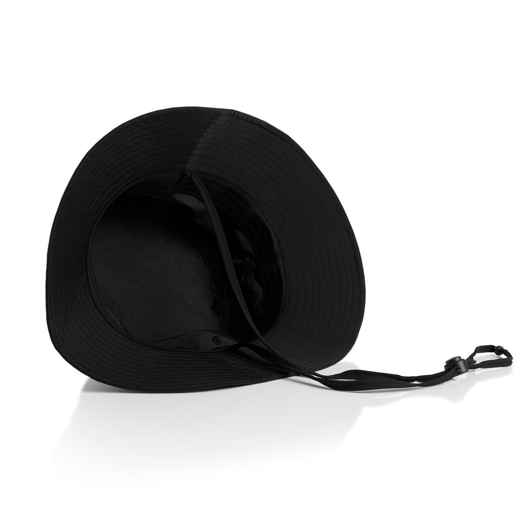 Nylon Wide Brim Bucket Hat - BLACK - BACK