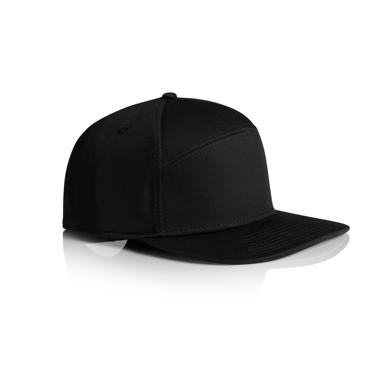 Stock 7-Panel Cap - BLACK - SIDE
