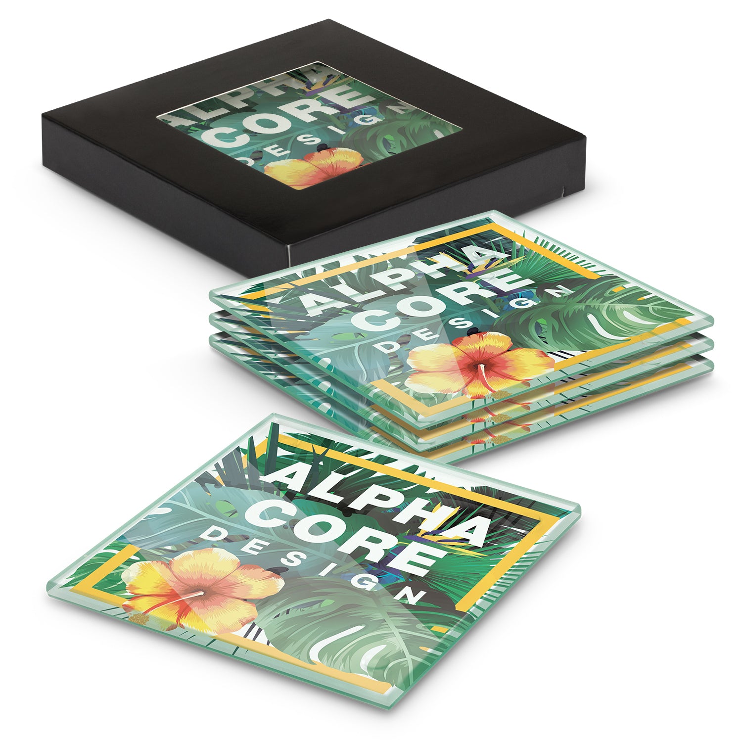 Venice Glass Coaster - Set of 4 - Square - Full Colour