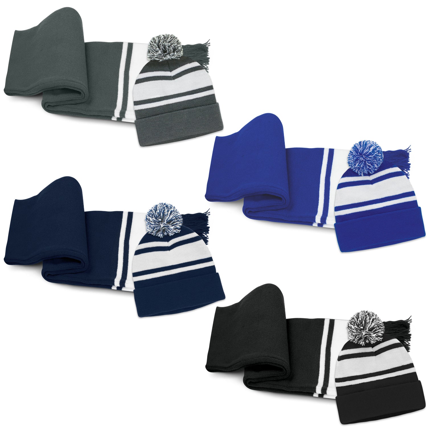 Commodore Scarf and Beanie with Pom Pom Set