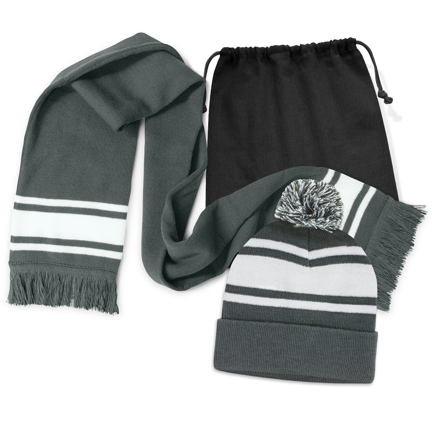 Commodore Scarf and Beanie with Pom Pom Set