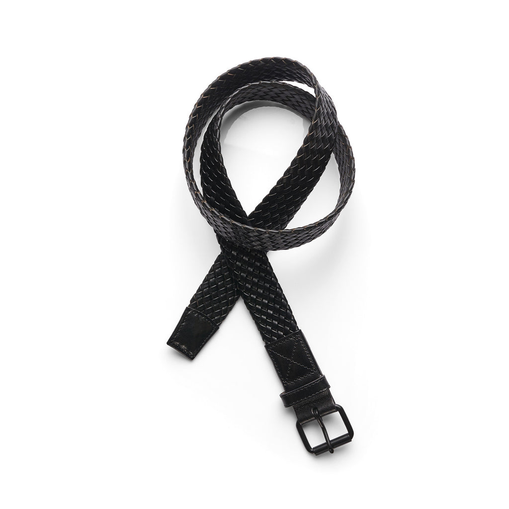 Braided Leather Belt - BLACK