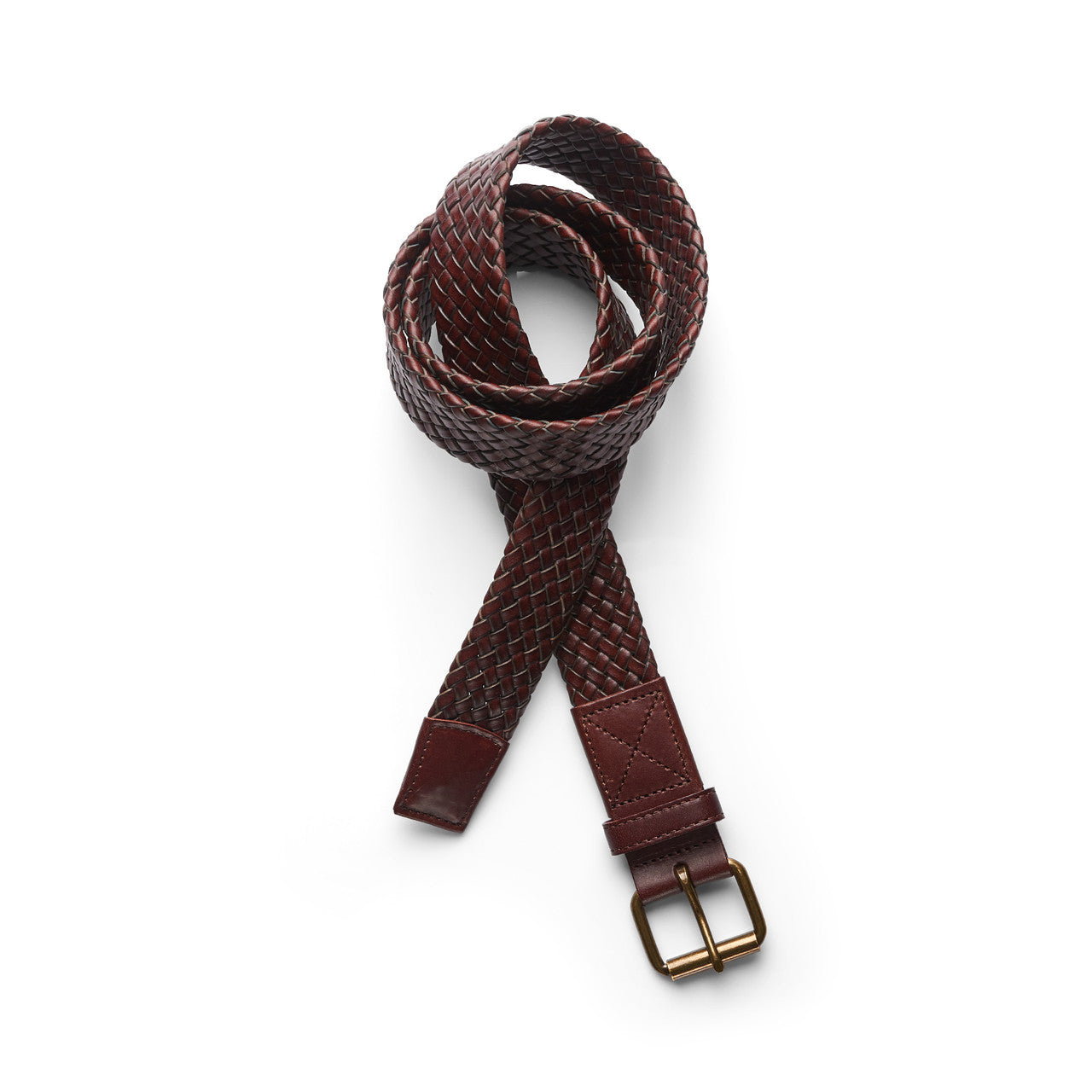 Braided Leather Belt - BROWN