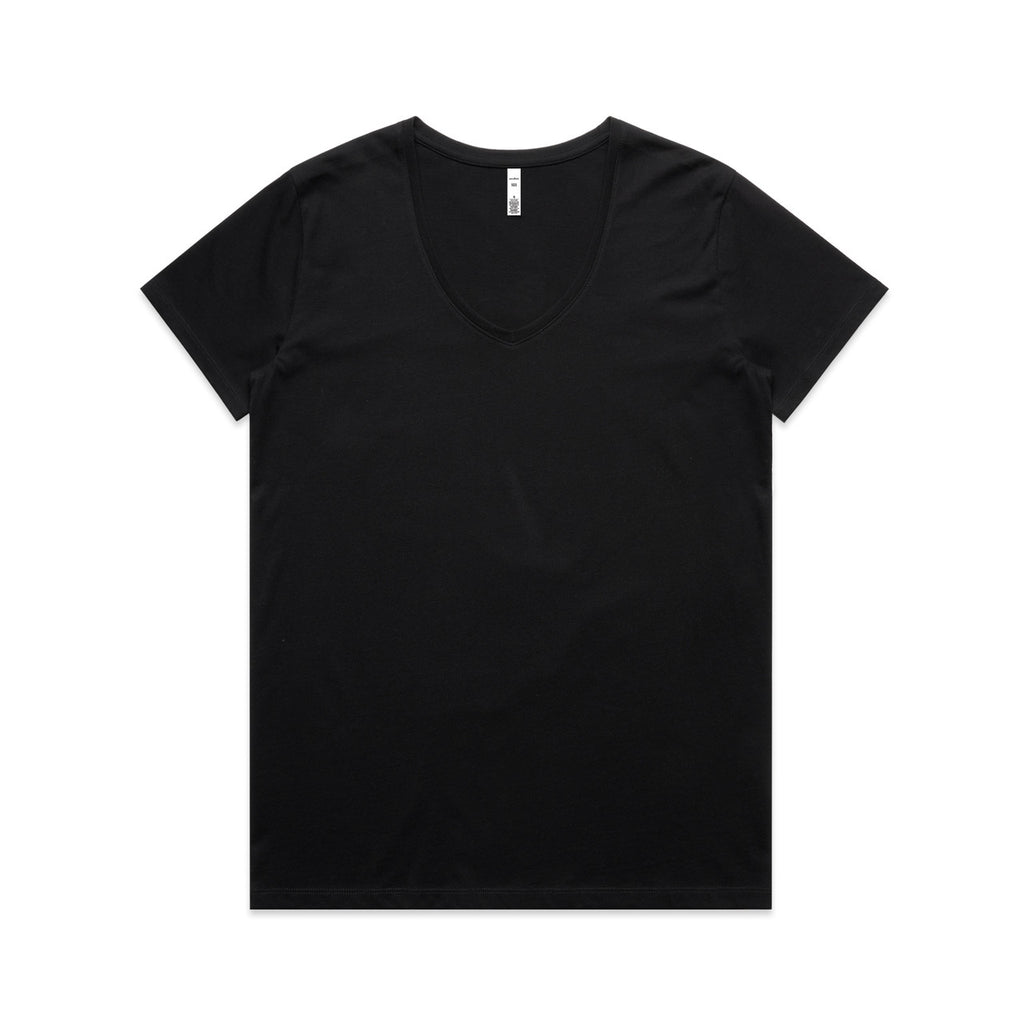 Wo's Maple V Neck Tee - BLACK