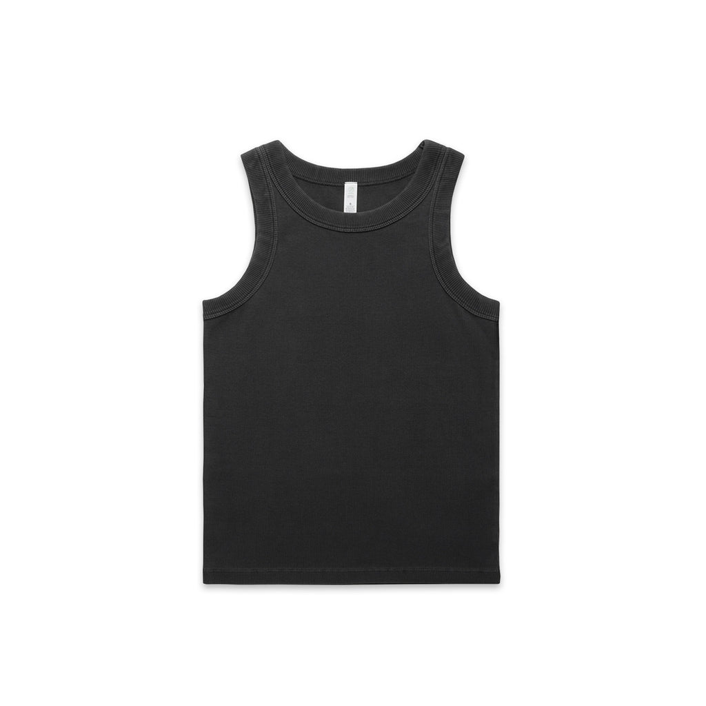 Wo's Faded Organic Rib Tank - FADED BLACK