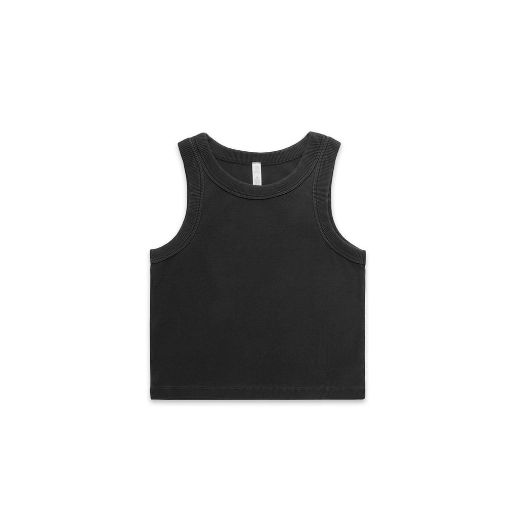 Wo's Faded Organic Rib Crop Tank - FADED BLACK