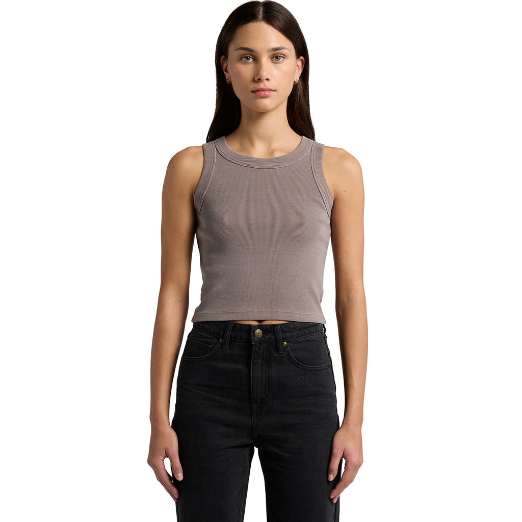 Wo's Faded Organic Rib Crop Tank - FRONT