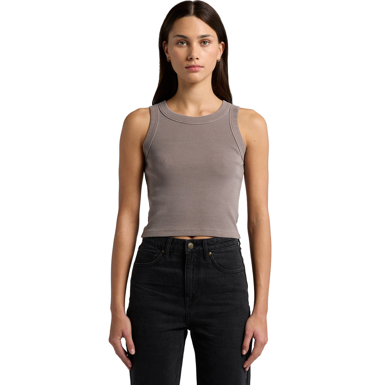Wo's Faded Organic Rib Crop Tank - FRONT