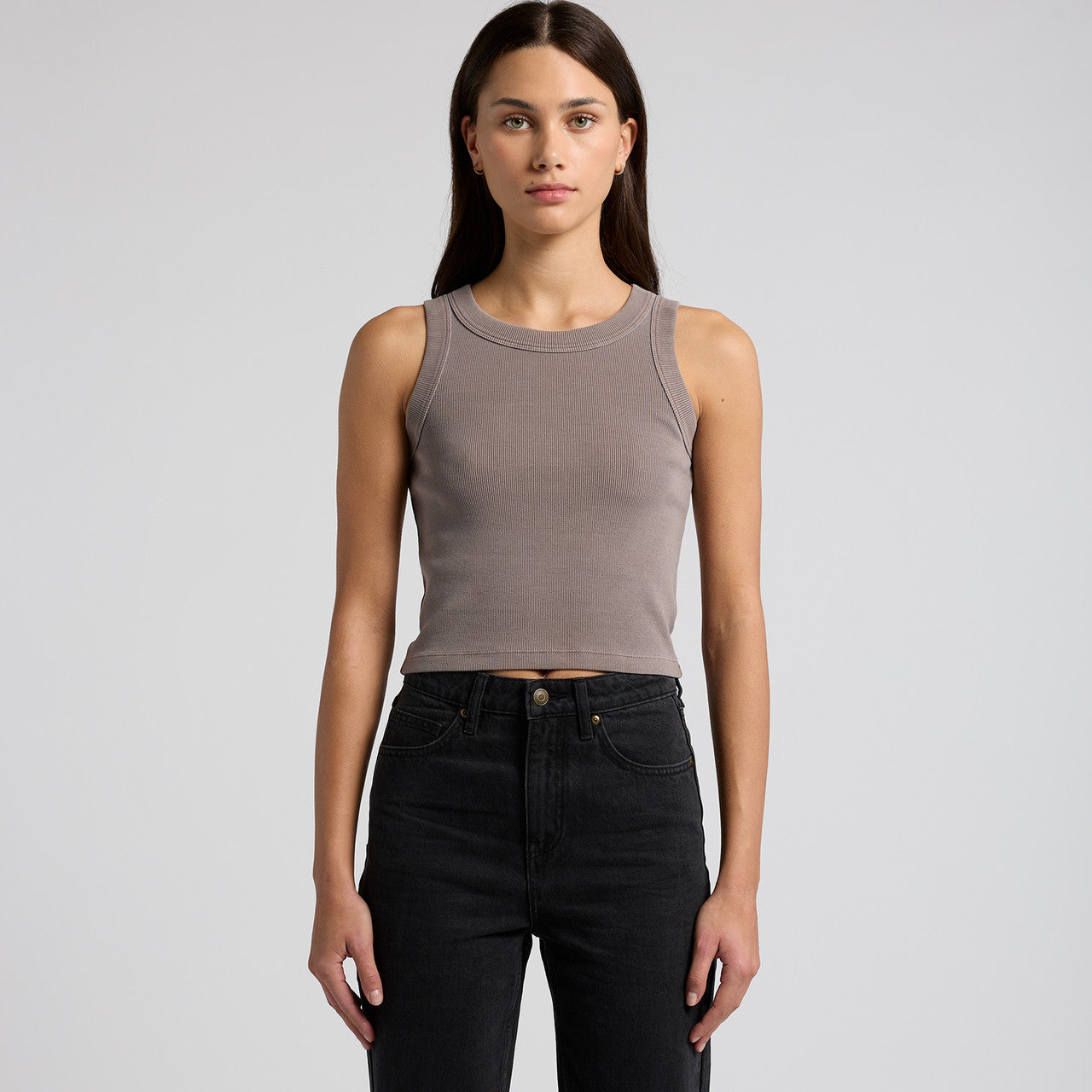 Wo's Faded Organic Rib Crop Tank - MAIN