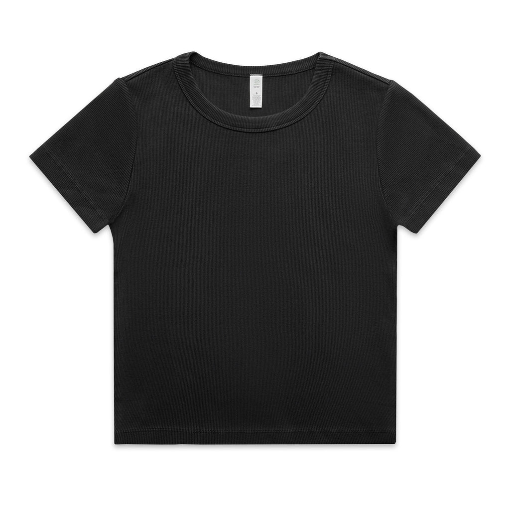 Wo's Faded Organic Rib Tee - FADED BLACK