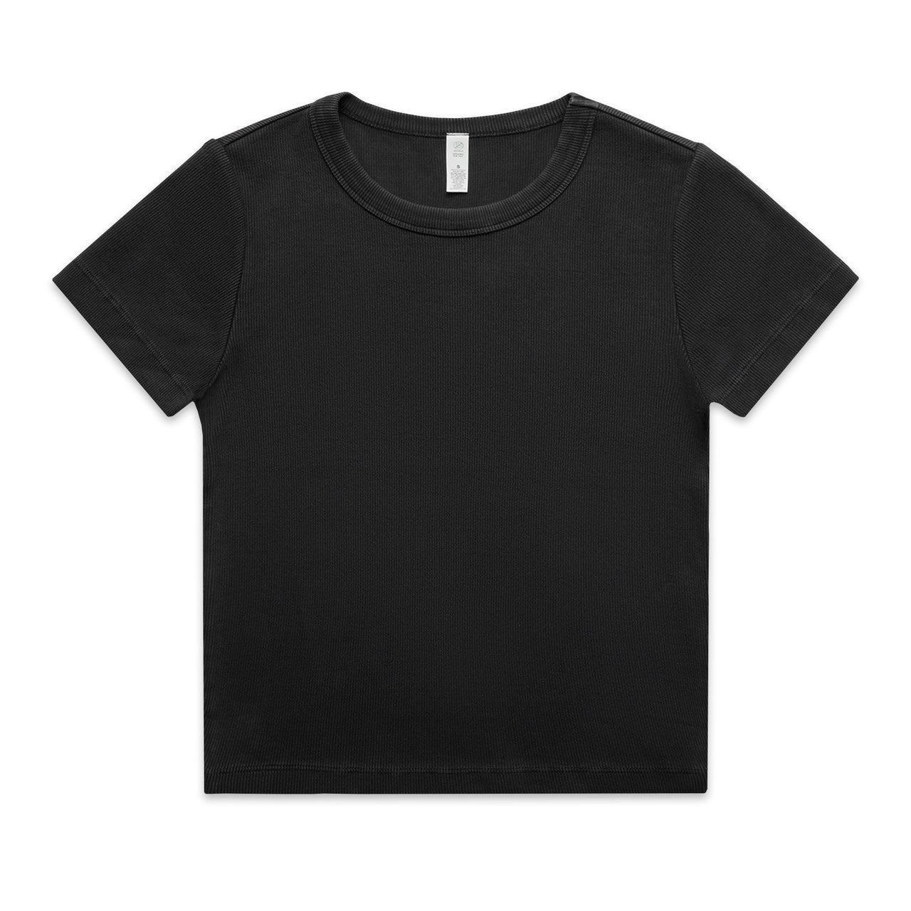 Wo's Faded Organic Rib Tee - FADED BLACK