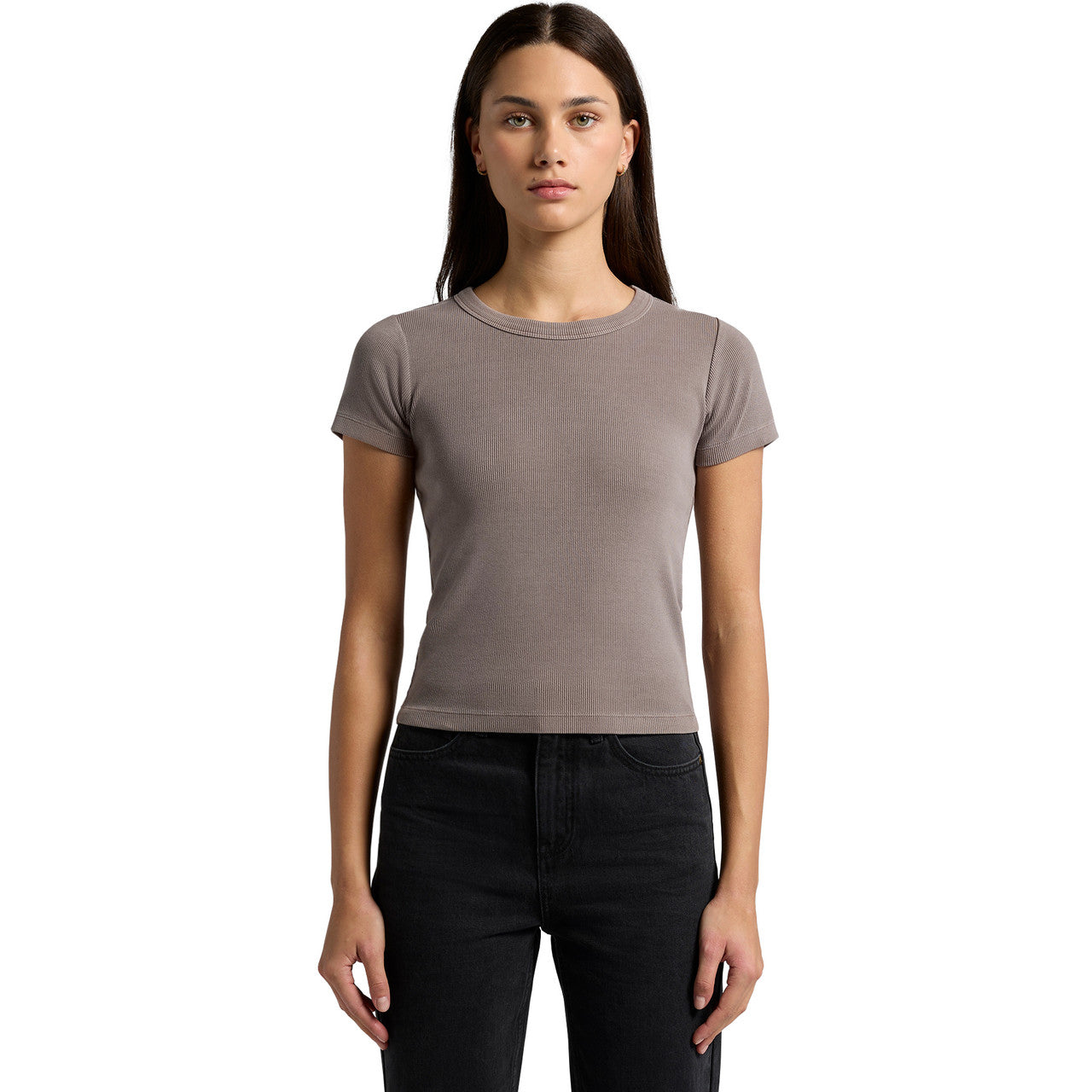 Wo's Faded Organic Rib Tee - FRONT