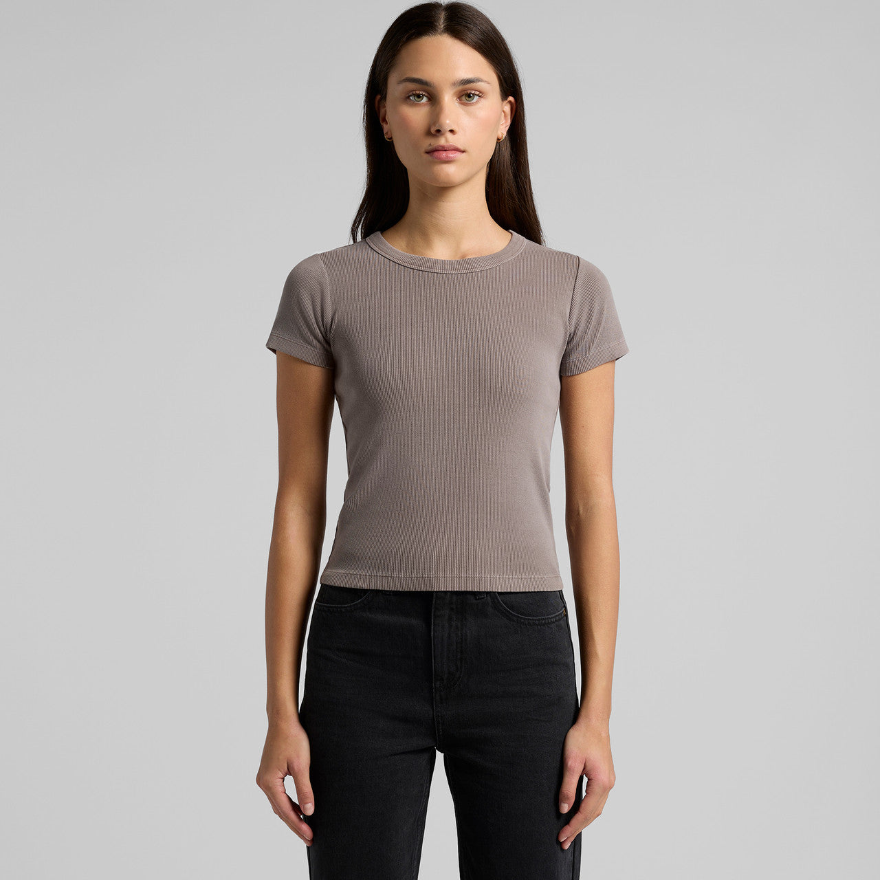 Wo's Faded Organic Rib Tee - MAIN