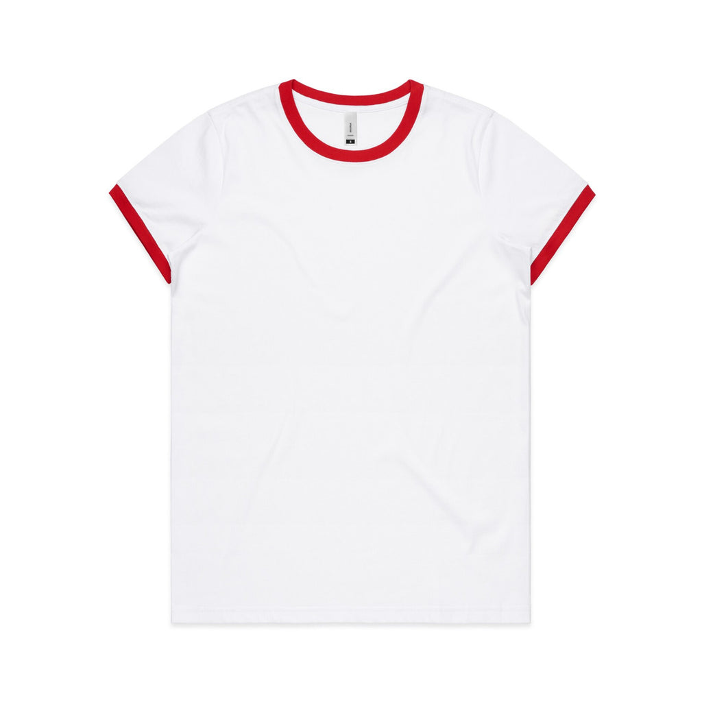 Wo's Maple Ringer Tee - WHITE/RED