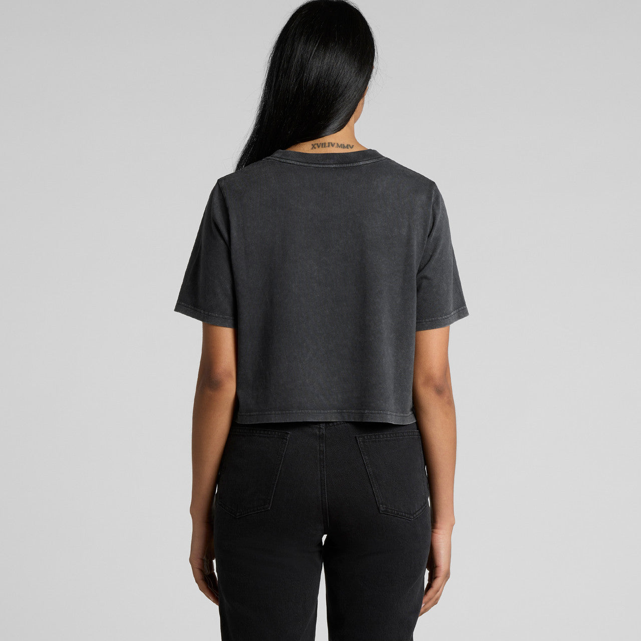 Wo's Stone Wash Heavy Crop Tee - BACK