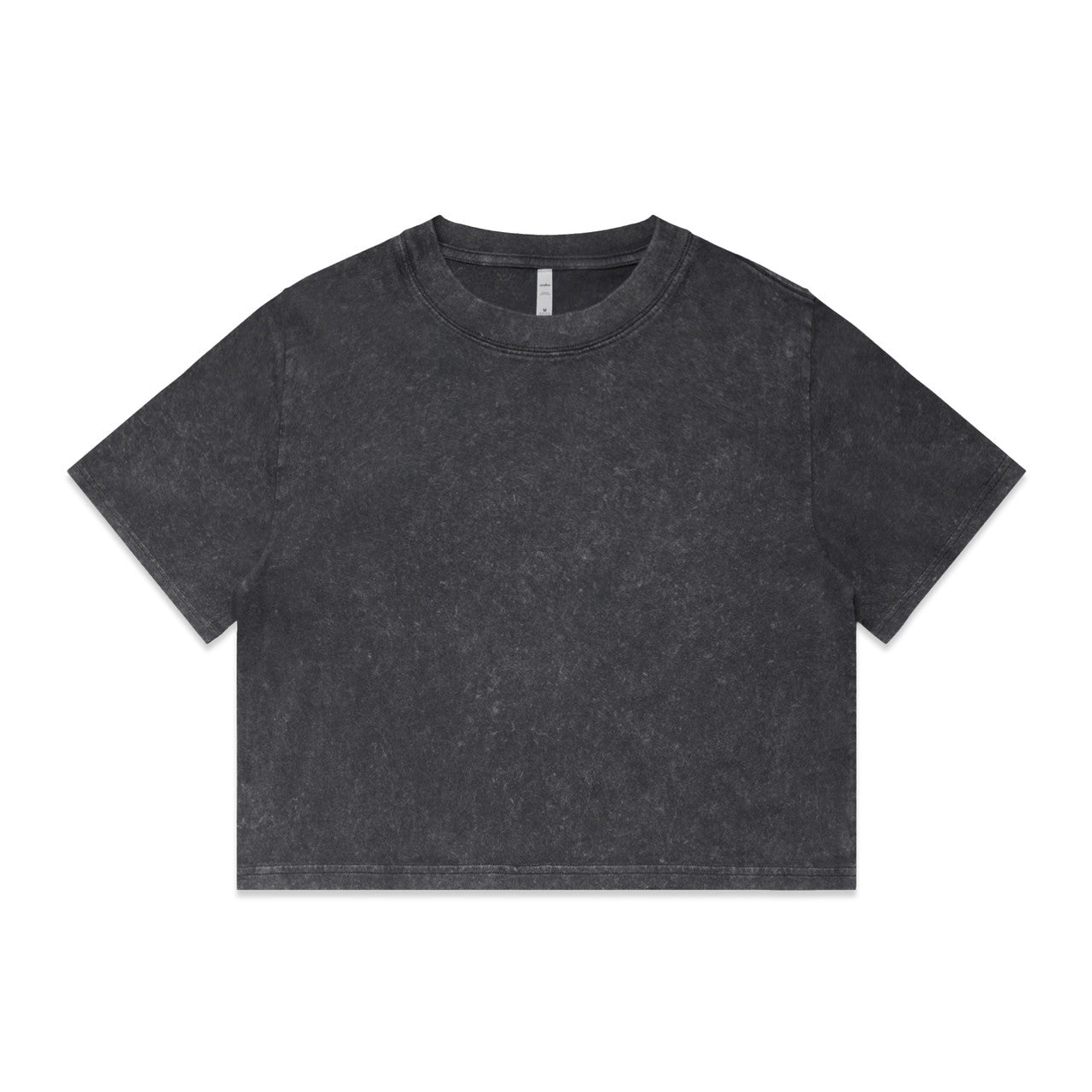 Wo's Stone Wash Heavy Crop Tee - BLACK STONE