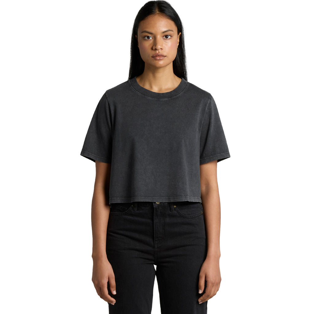 Wo's Stone Wash Heavy Crop Tee - FRONT