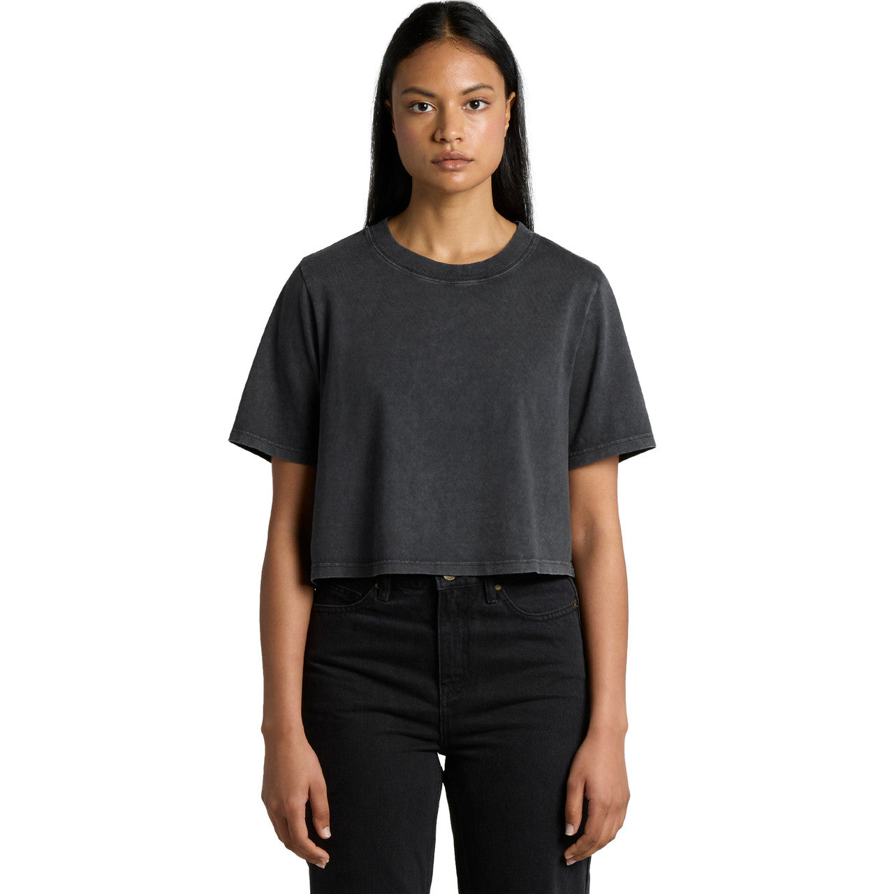 Wo's Stone Wash Heavy Crop Tee - FRONT