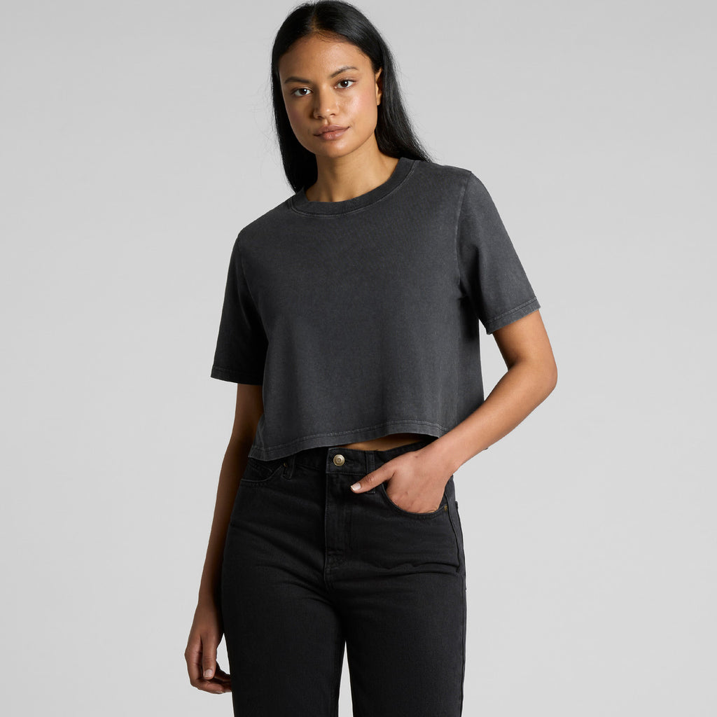 Wo's Stone Wash Heavy Crop Tee - BACK