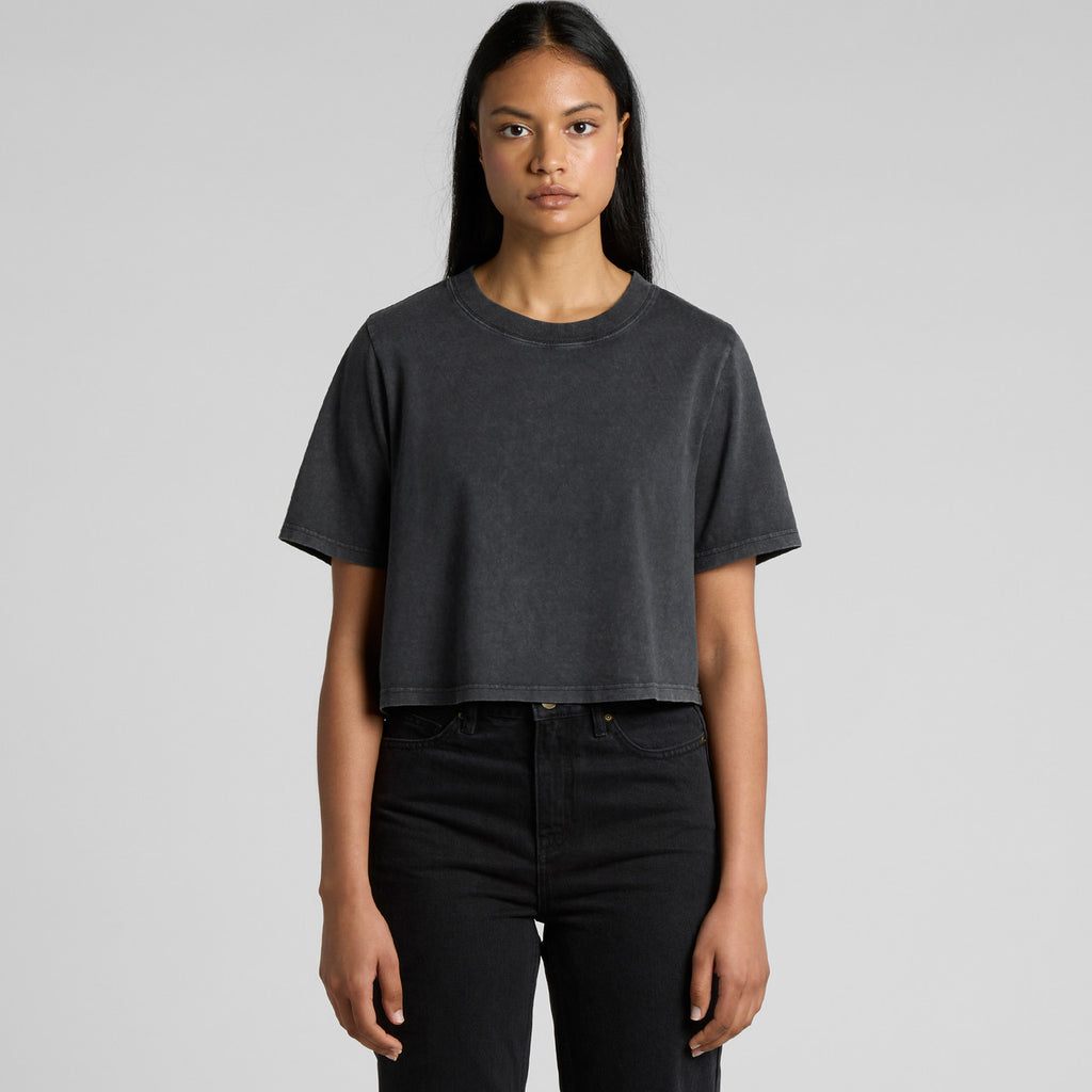 Wo's Stone Wash Heavy Crop Tee - MAIN