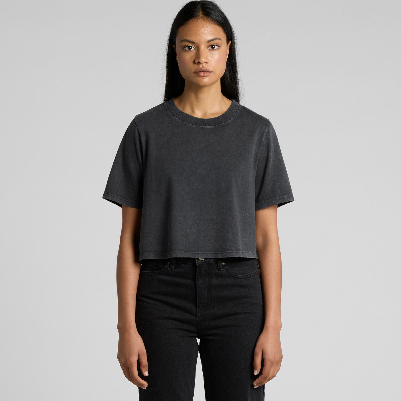 Wo's Stone Wash Heavy Crop Tee - MAIN