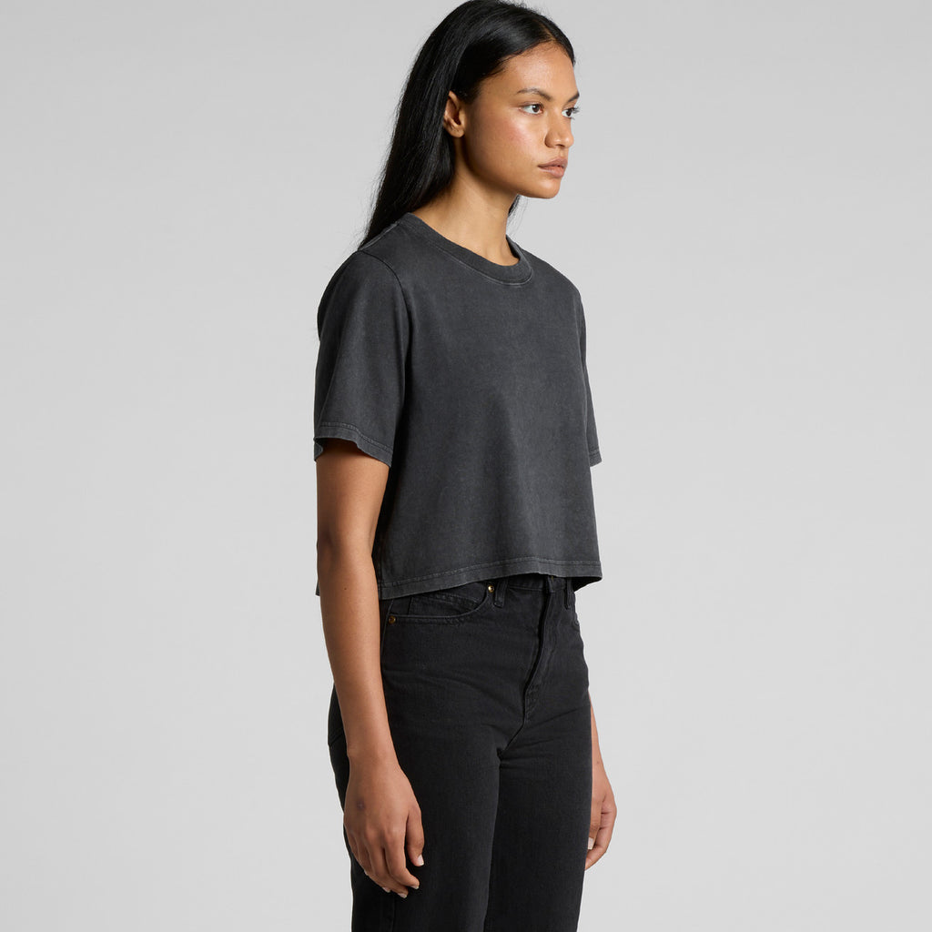 Wo's Stone Wash Heavy Crop Tee - TURN