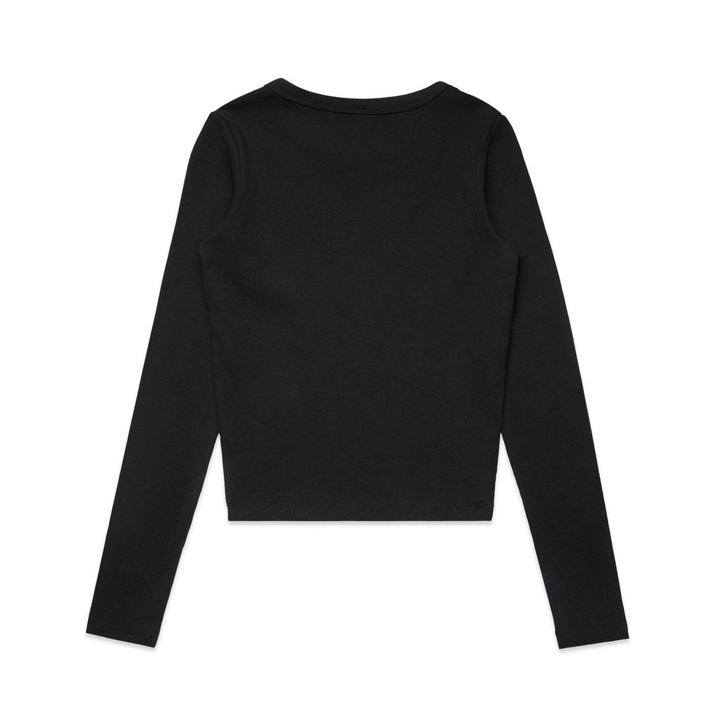 Wo's Organic Rib L/S Tee - BLACK - BACK