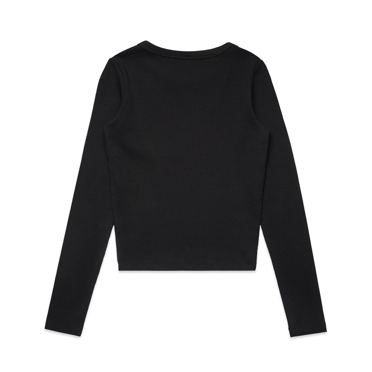 Wo's Organic Rib L/S Tee - BLACK - BACK