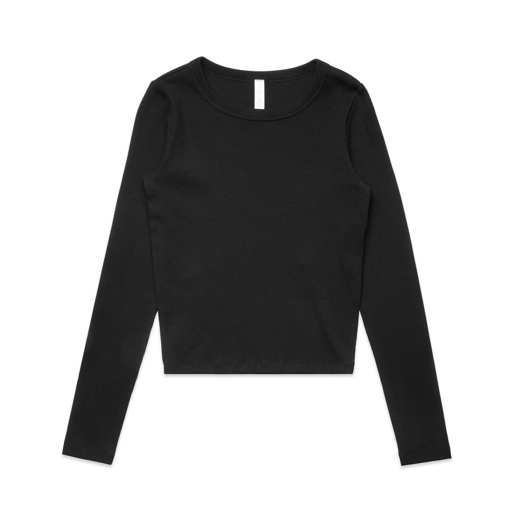 Wo's Organic Rib L/S Tee - BLACK