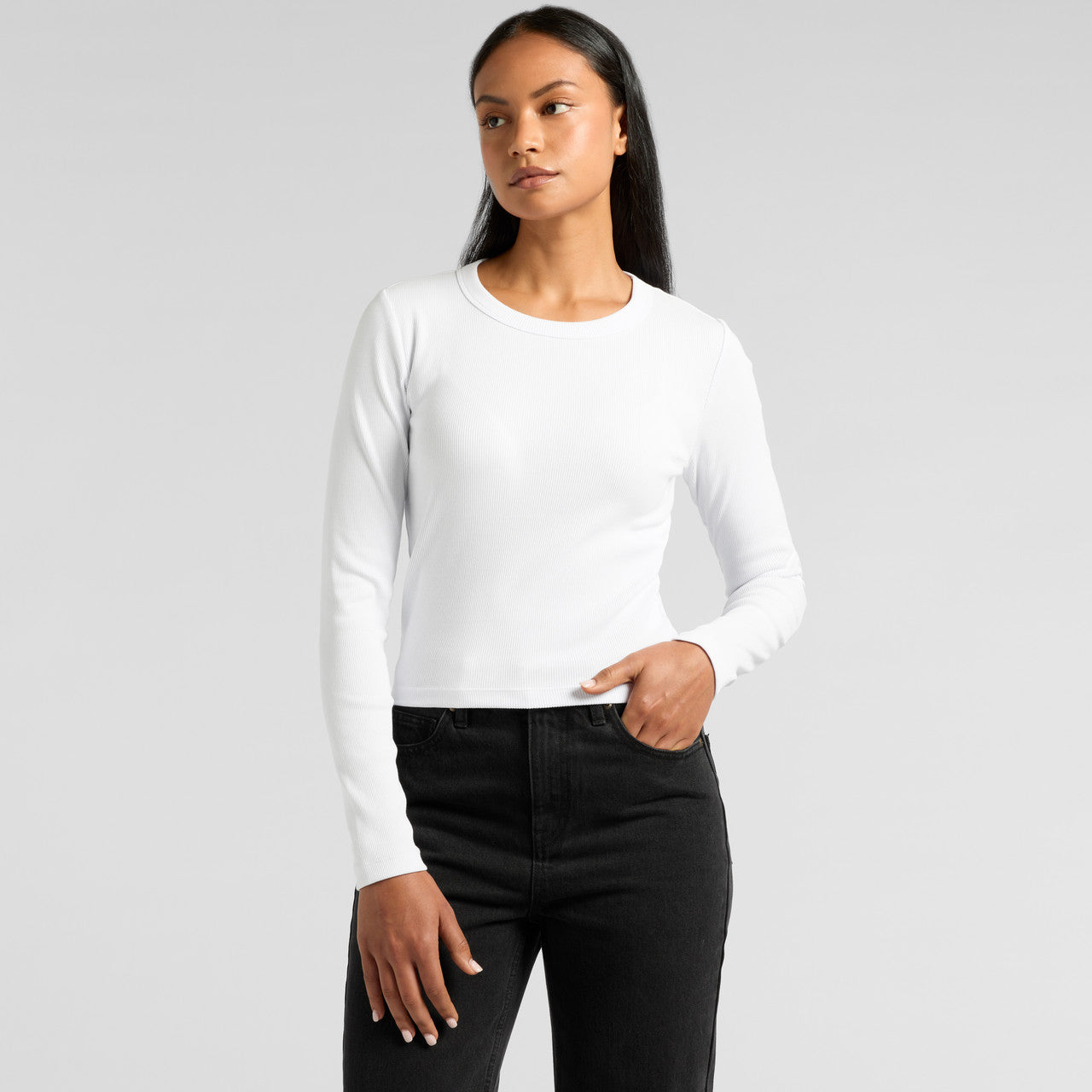 Wo's Organic Rib L/S Tee - EXTRA 1