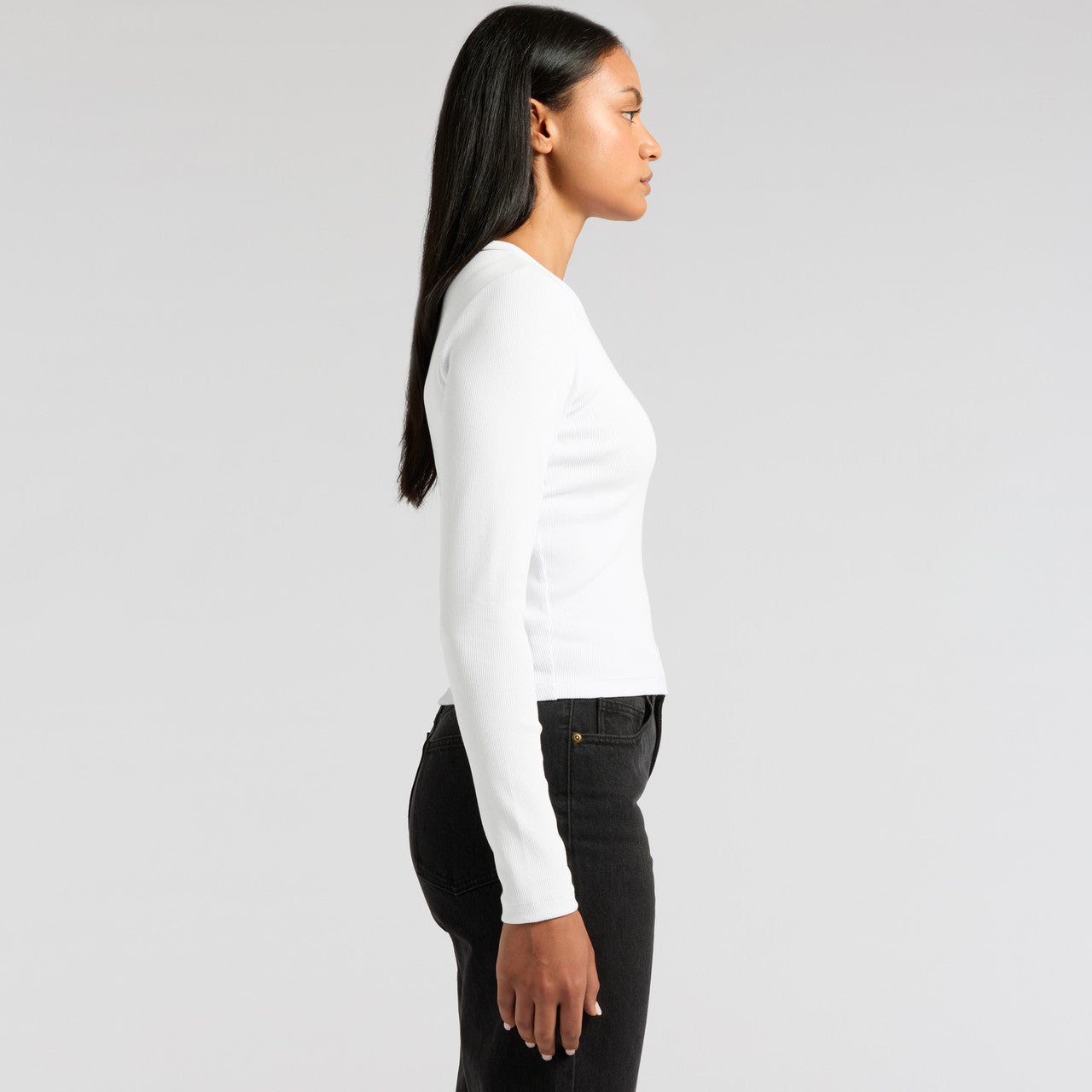 Wo's Organic Rib L/S Tee - SIDE