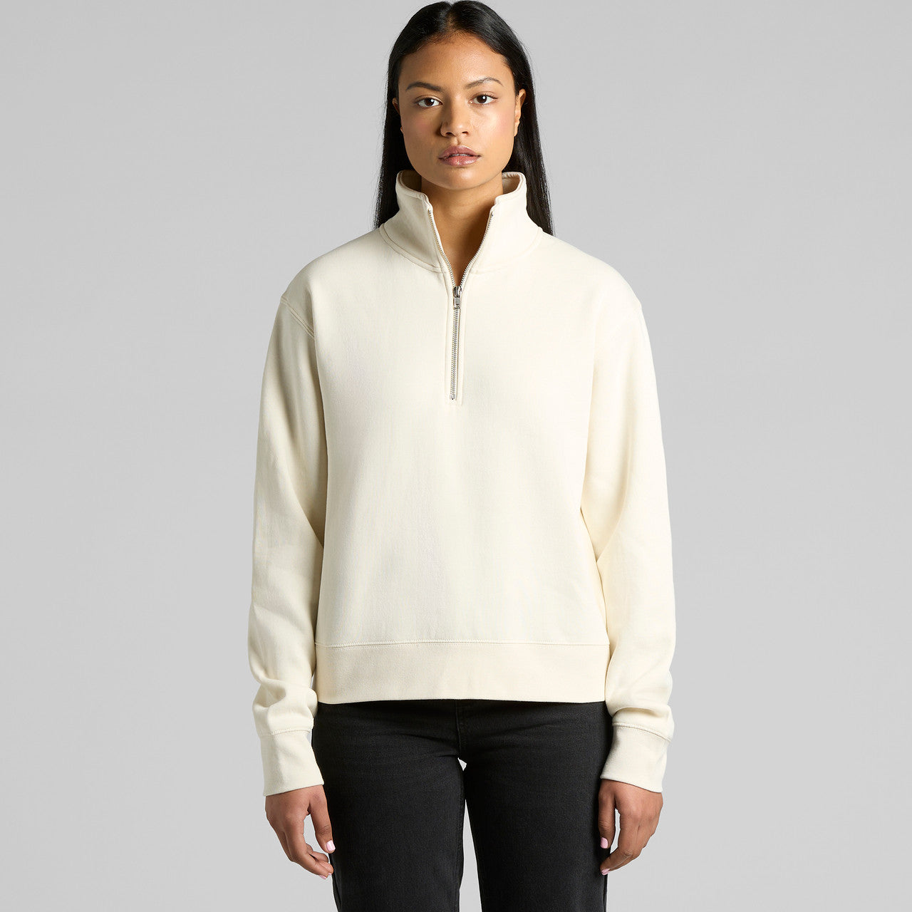 Wo's Stencil Half Zip Crew - MAIN