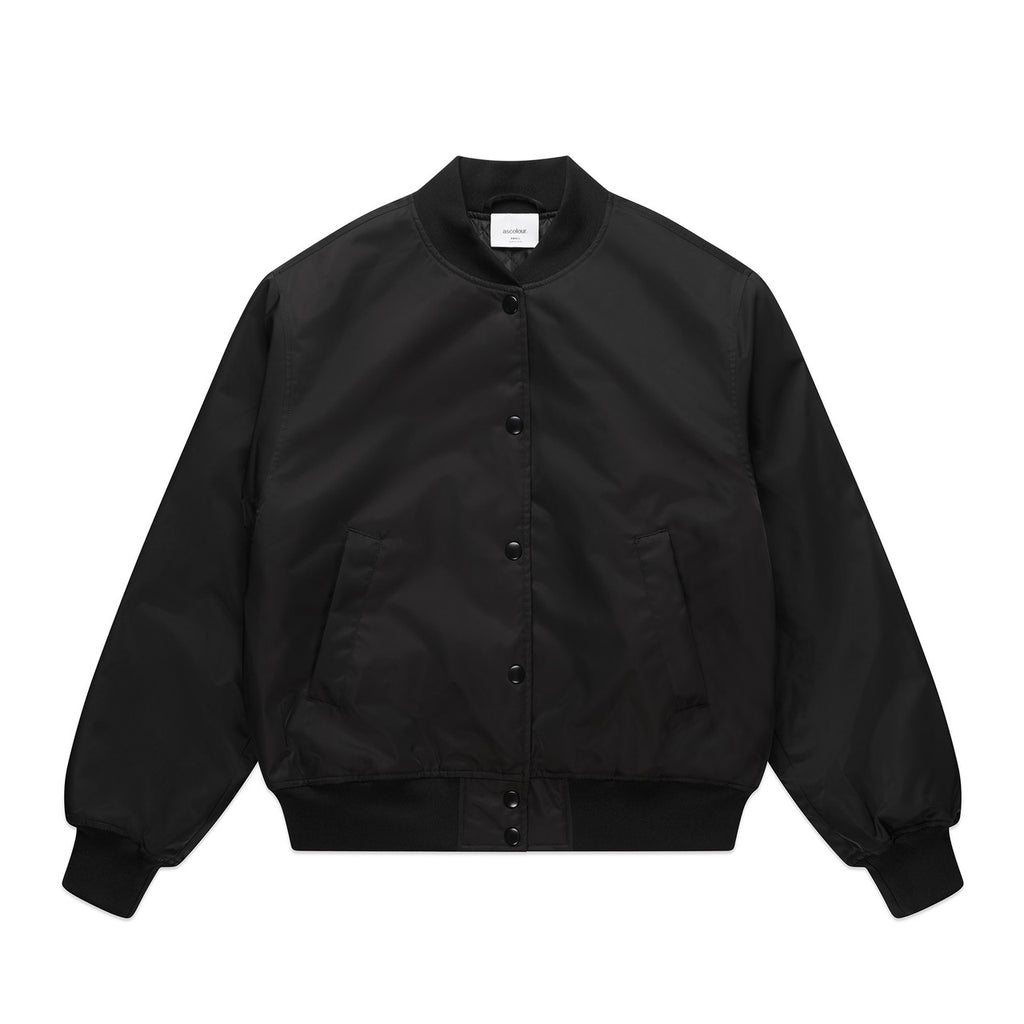 Wo's College Bomber Jacket - BLACK