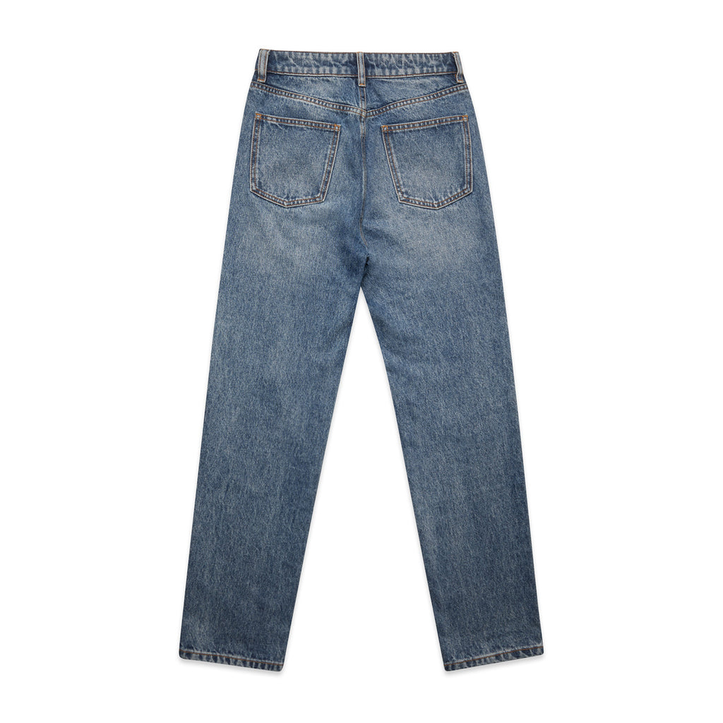 Wo's Straight Jeans - WASHED BLUE - BACK
