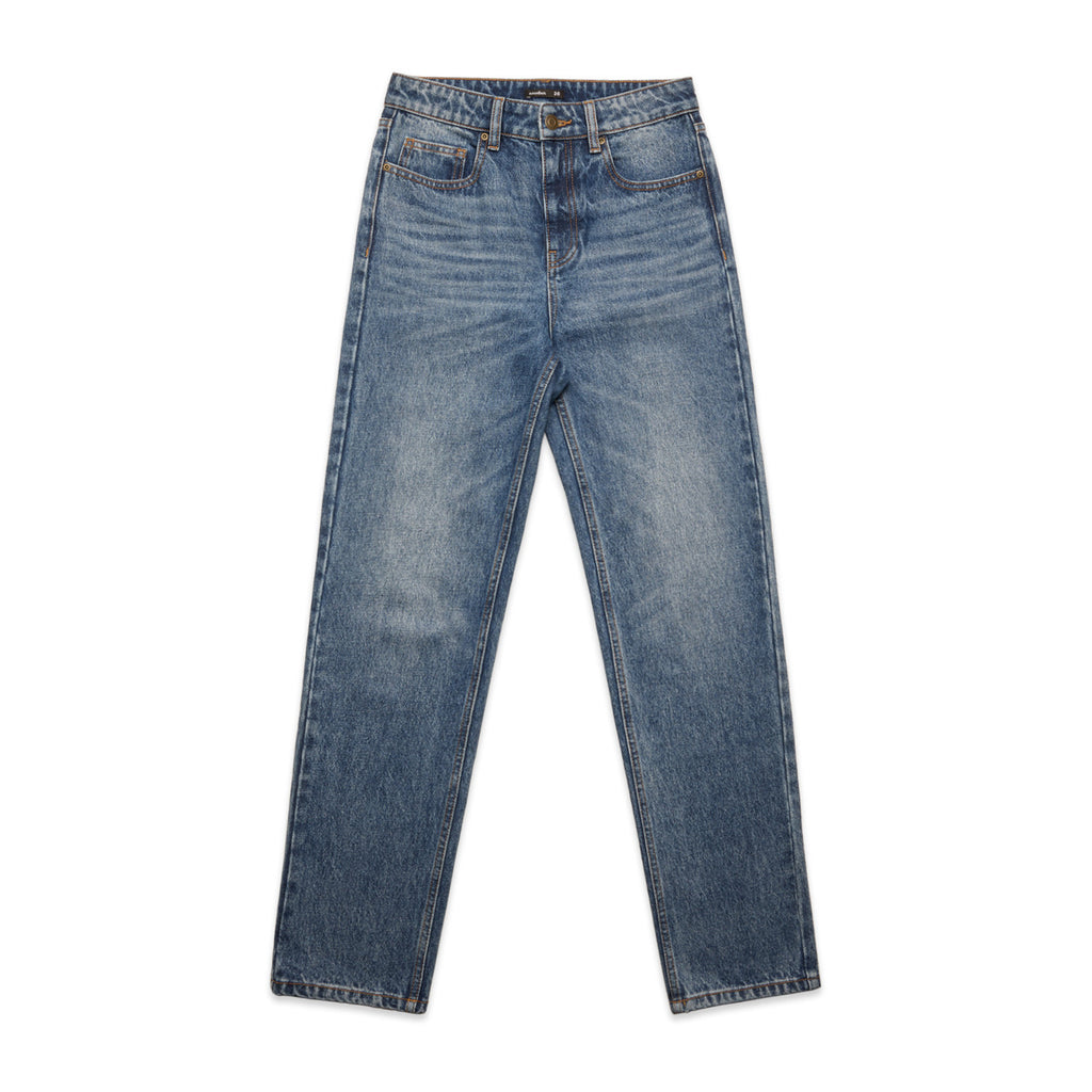 Wo's Straight Jeans - WASHED BLUE