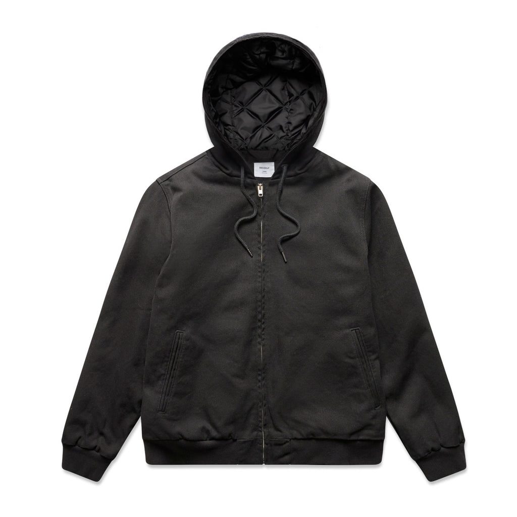 Canvas Bomber Hood Jacket - BLACK