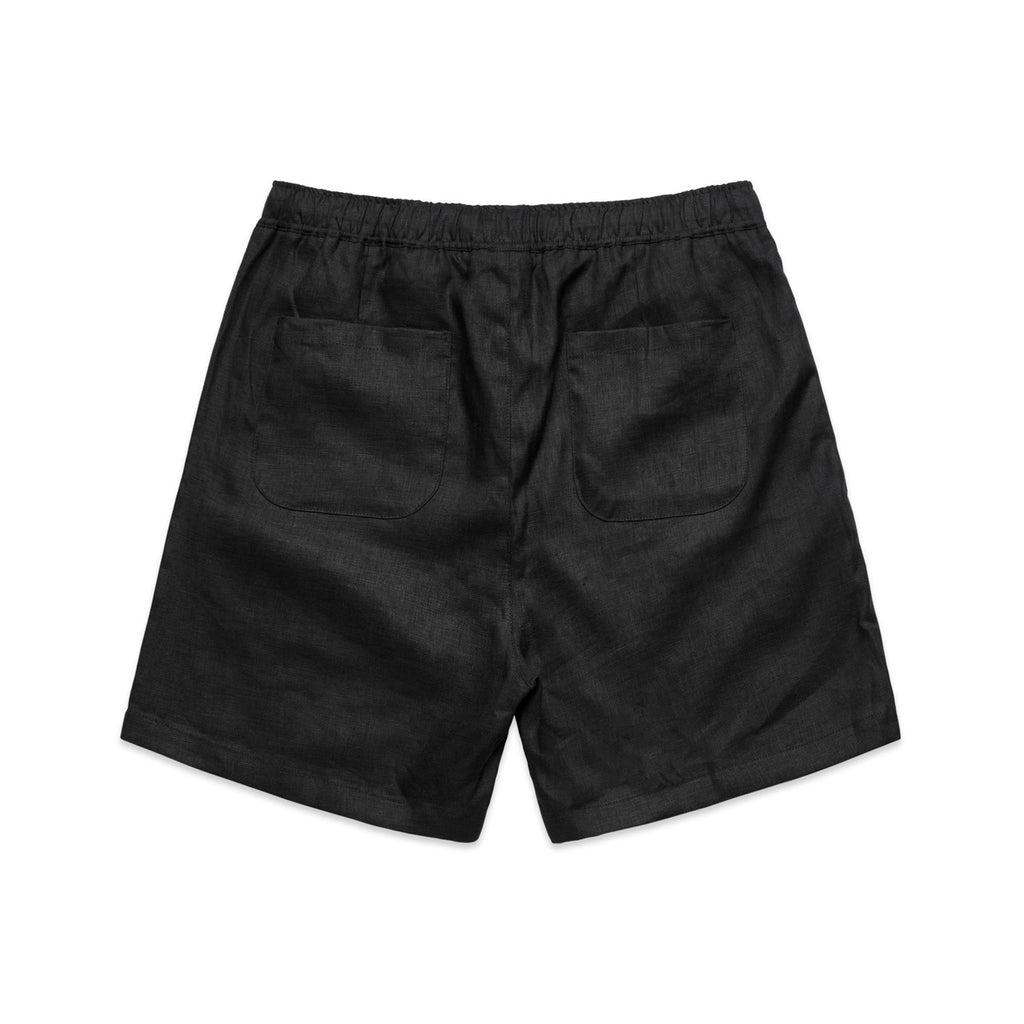 Linen Shorts 18" - BLACK - BACK